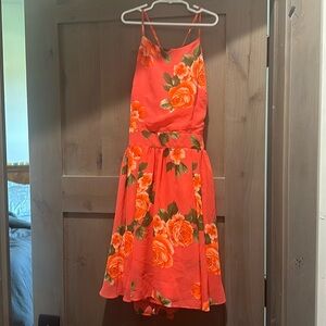 Formal floral coral dress